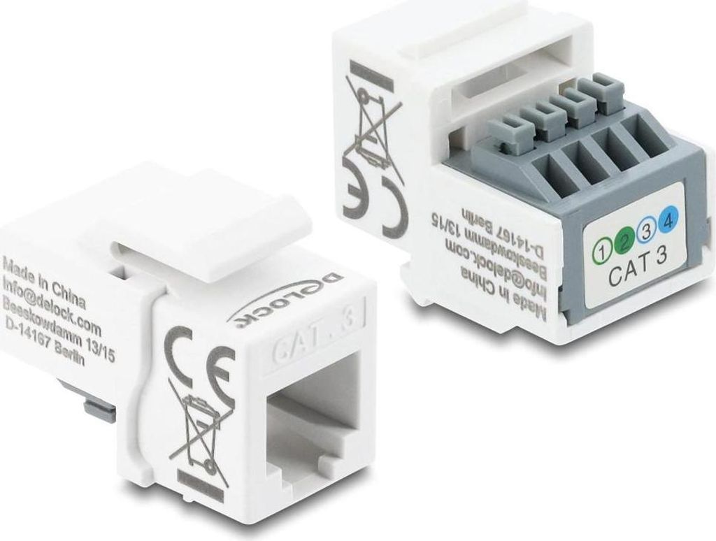 Delock Keystone Modul RJ11 Buchse zu Terminalblock 4 Pin weiЯ