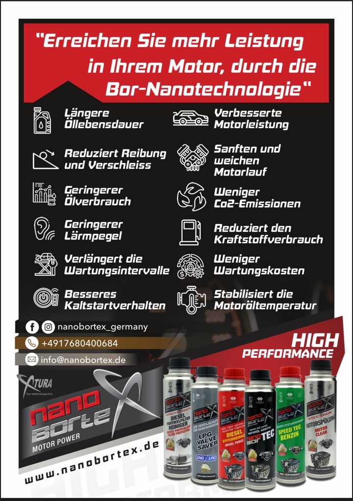 NanoBorTex Motor-Power Benzinzusatz / Additiv Systemreiniger
