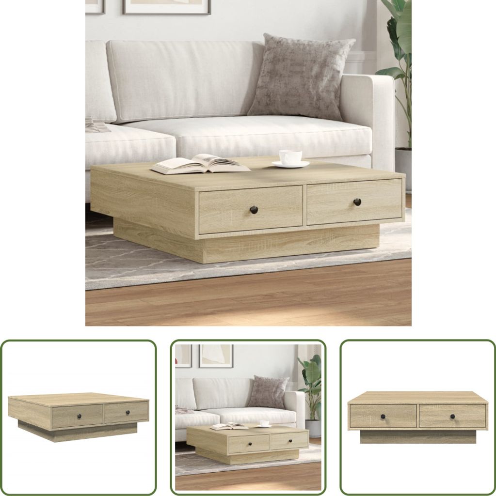 The Living Store Couchtisch Sonoma-Eiche 90x90x28 cm Holzwerkstoff