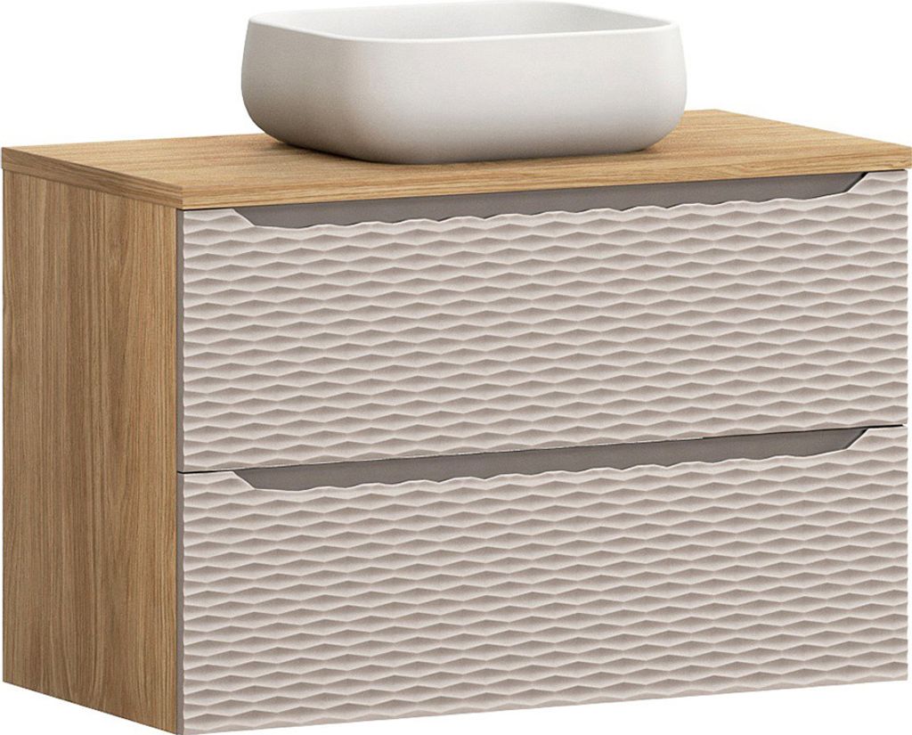 Waschtisch 90cm, Eiche mit beige, OLUO-56-BEIGE