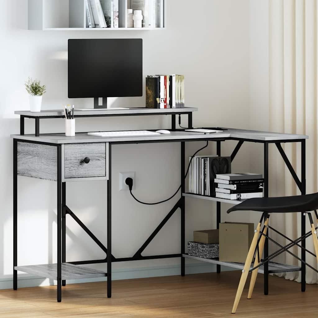 Möbel Schreibtisch Grau Sonoma 120 x 79 x 86.5 cm Holzwerkstoff - Schreibtische 859403