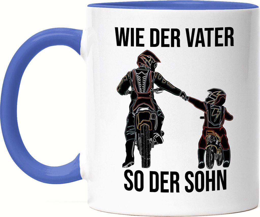 Wie der Vater so der Sohn Tasse Blau Papa Motocross Geschenk Motorrad Dirt Bike Vatertag