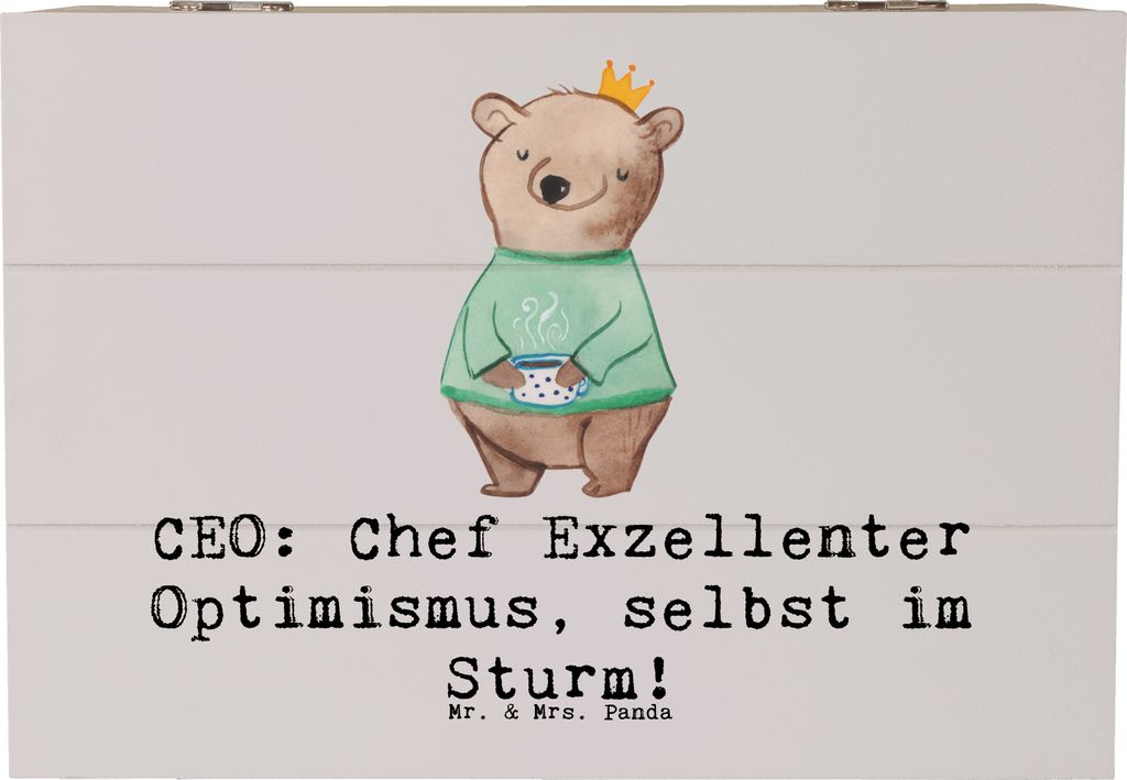 Mr. & Mrs. Panda Box CEO Optimismus 22 x 15 cm - Grau Pastell - Geschenk, fotobox, Humor, Chief Executive Officer, Unternehmensführung, Herausford...