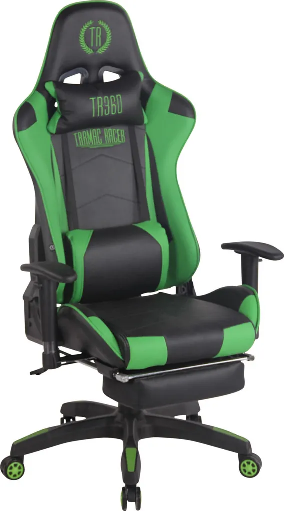 Chaise de bureau Racing Turbo inclinable et repose-pieds rembourré Noir