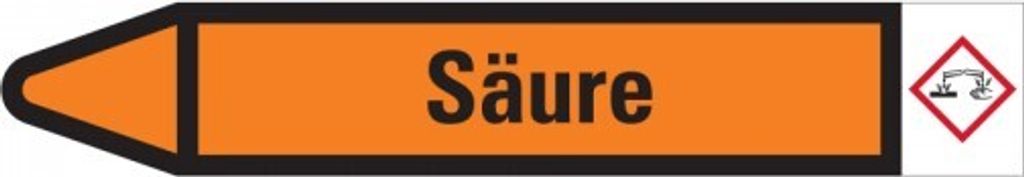 Dreifke Aufkleber I RKZ-Etikett Säure, links, orange/schwarz, für Ø 40-60mm,...