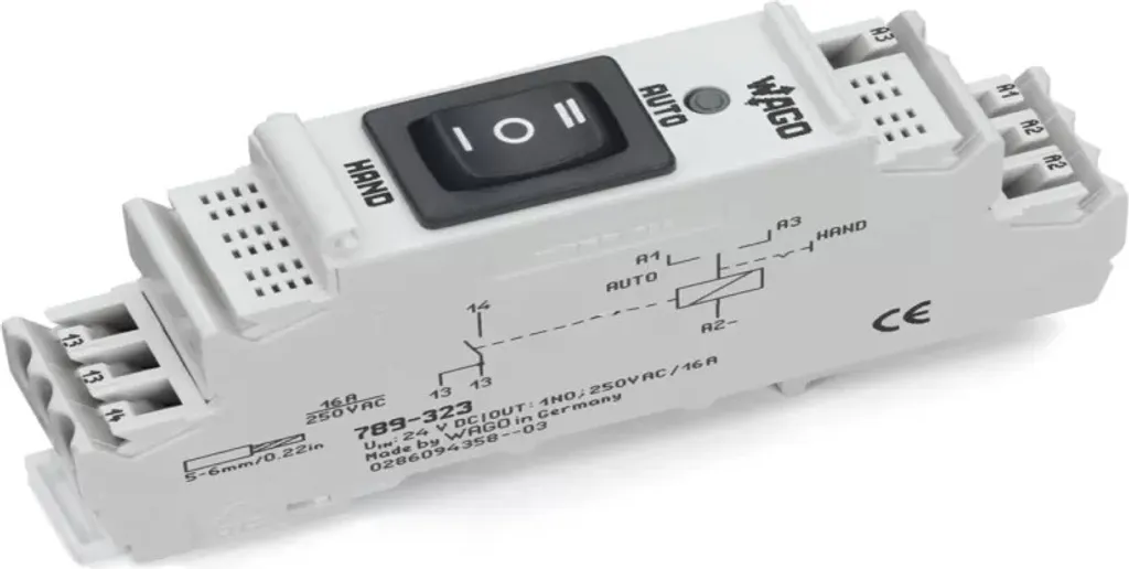 WAGO 789-323 Module Relais 1 Fermeur DC 24V avec Commutateur Manuel