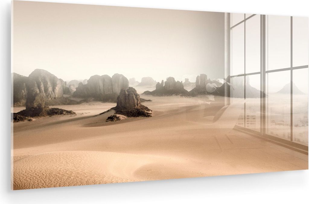 MuchoWow Glasbilder - Bilder auf Wandbild - Foto auf Glas Wüste - Felsen - Natur - Sand 40x20 cm Wanddekoration aus Glas - Acrylglasbild - Acrylbi...