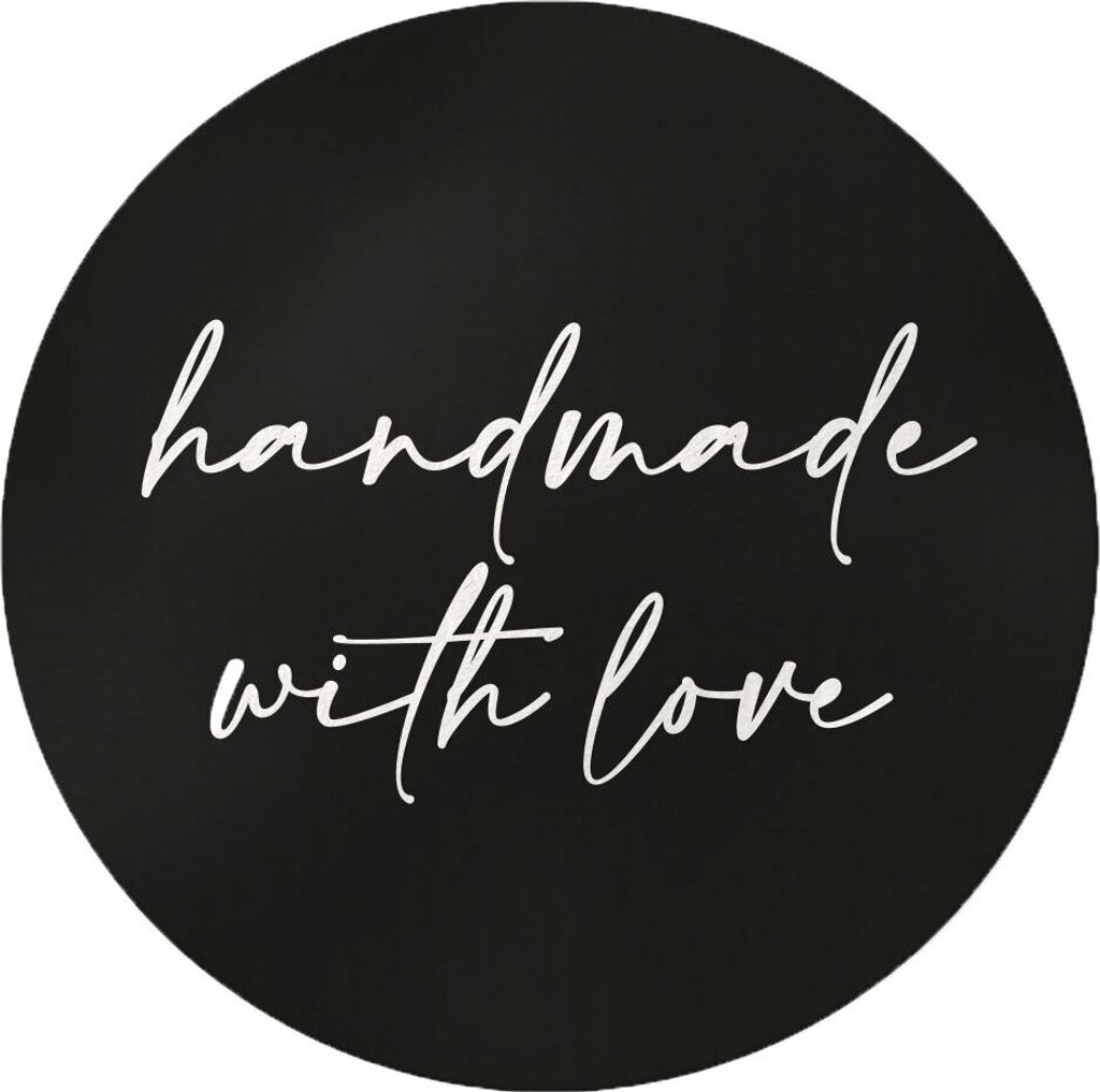 Aufkleber Handmade with love Schwarz | ⌀ 4cm Rund Etikett | Produktbild 