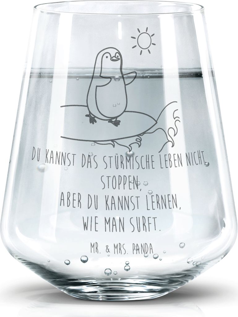 Mr. & Mrs. Panda Limonadenglas Pinguin Surfer - Transparent Produktbild 