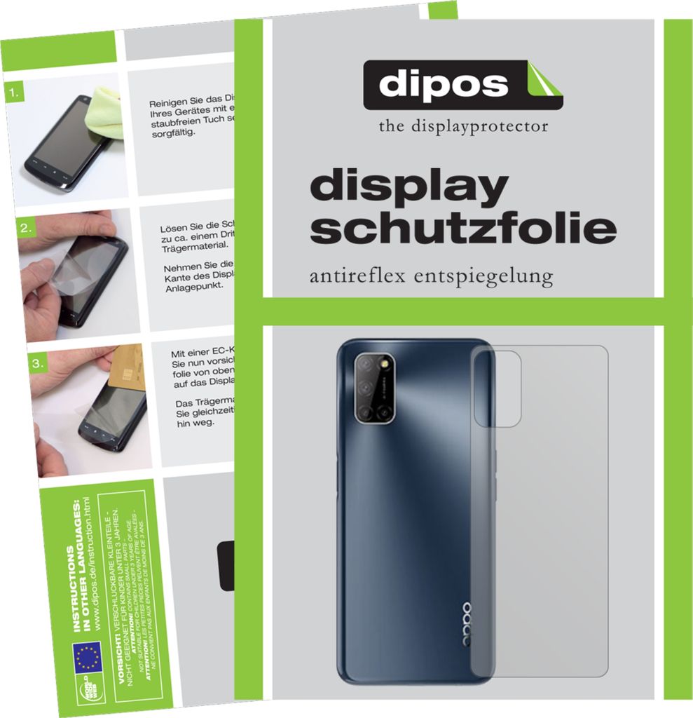 6x Schutzfolie für Oppo A72 Rückseite matt Displayschutzfolie Folie Display Schutz dipos