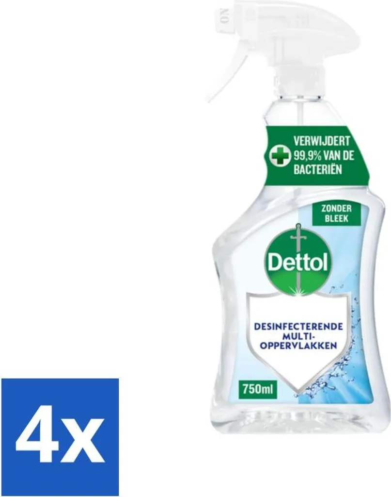 Dettol Spray disinfettante per superfici diverse, 750 ml - Confezione risparmio - 4 pezzi