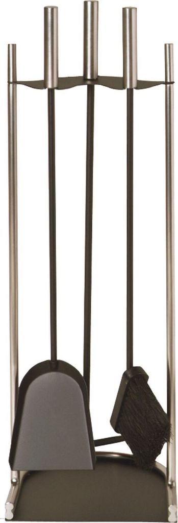 Kaminbesteck, Ofenbesteck, Kaminzubehör, 3- teilig- schwarz beschichtet. Griffe und Rahmen vernickelt