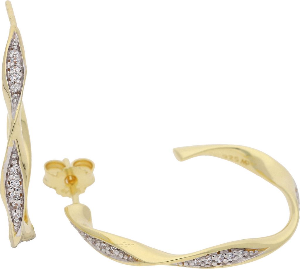 JuwelmaLux Halbcreolen 925 Sterling Silber Gold plattiert mit synth. Zirkonia JL20-06-0691