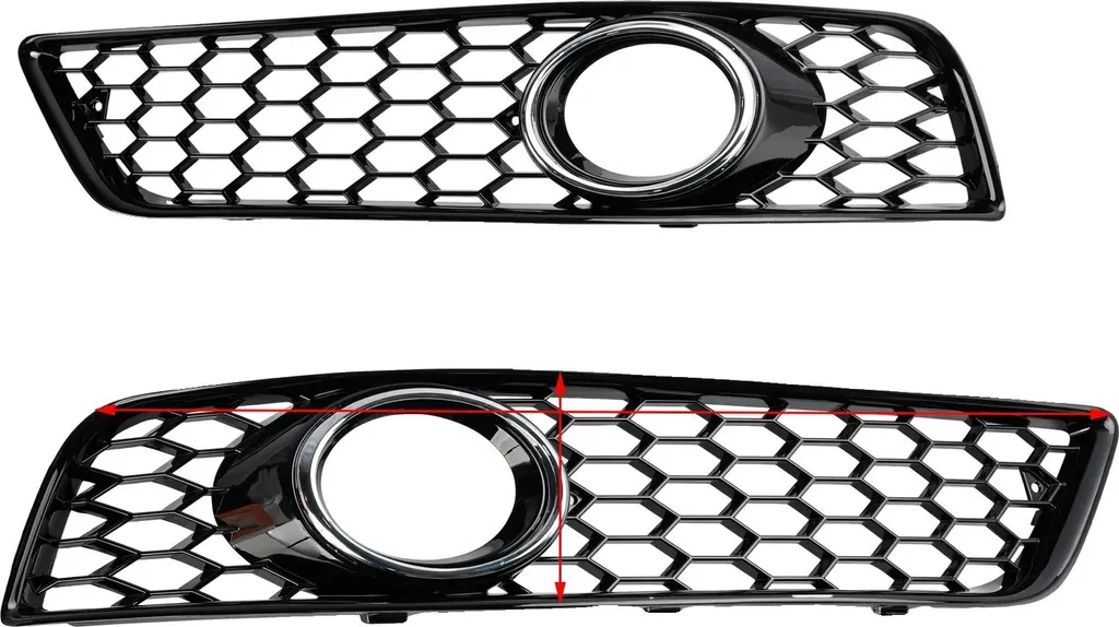 Grille de Phare Antibrouillard Noir Brillant Chrome pour Remplacement