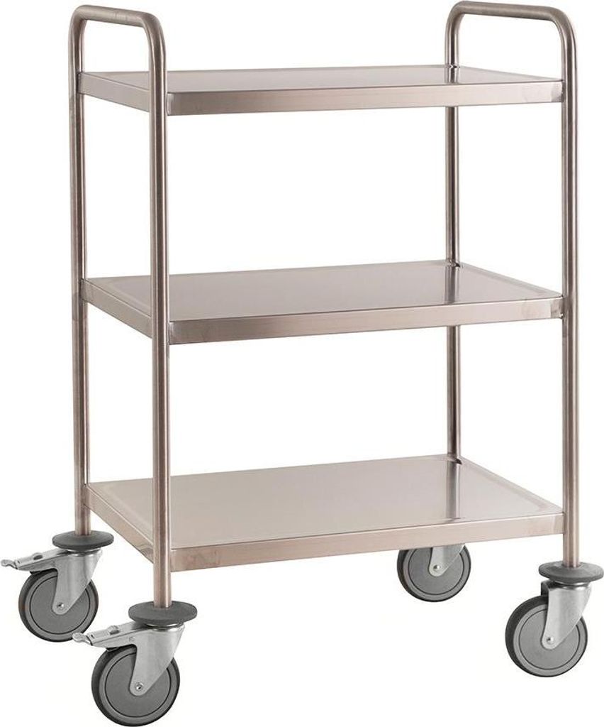 Edelstahl-Servierwagen mit 3 Böden 650 x 440 x 1.010 mm. 200 kg, C3