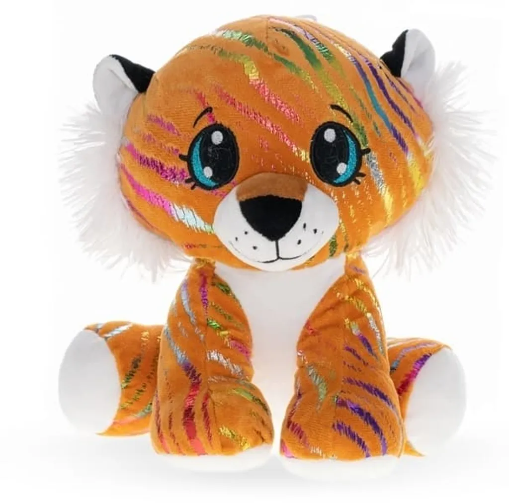 Peluche tigre orange étincelante douce et compacte de 16 cm assis