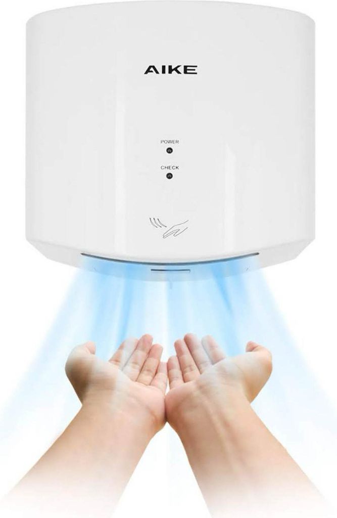 AIKE AK2630S Händetrockner, elektrisch, 10 Sek. Trocknen, energiesparend, für Küche/Badezimmer, 220V, 1400W, weiß.