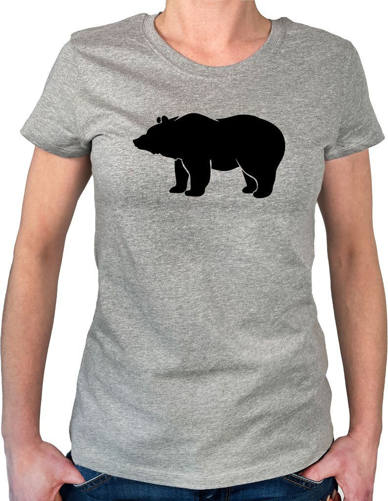 Huuraa Damen T-Shirt Bär Silhouette L Sport Grey Bio Baumwolle Fairtrade Damenshirt Geschenkidee