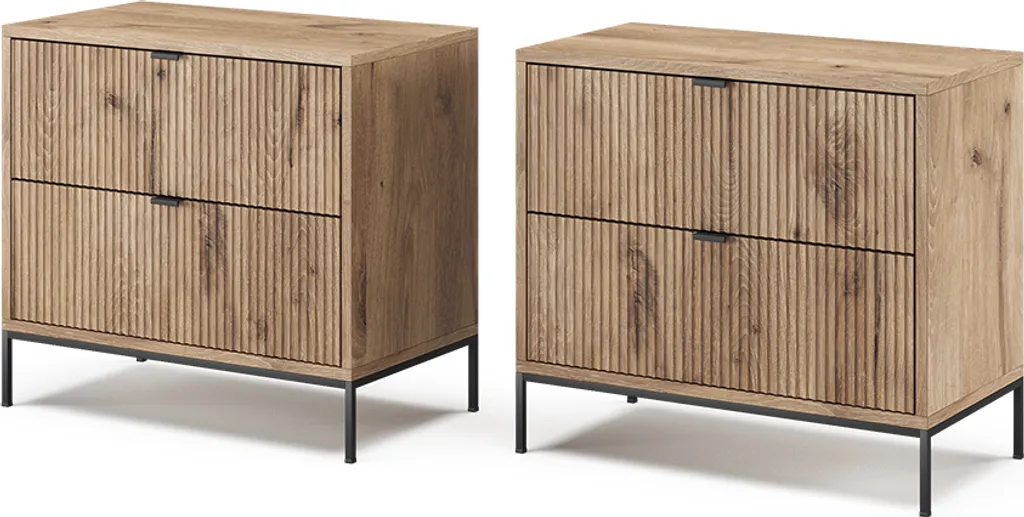 Table de chevet Vicco Eliza Chêne Viking Lot de 2 Meuble de Nuit Solide