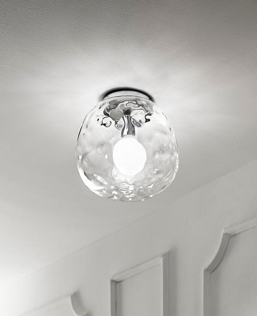 6467 TR Deckenleuchte aus poliertem Chrom und Klarglas, Durchmesser 30 cm, 1x E27, max. 60 W, elegante Deckenleuchte für den Innenbereich - Perenz