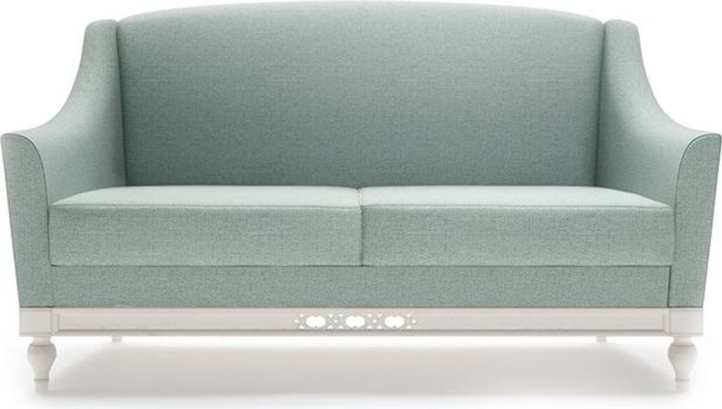 Chippendale Sofa 2 Sitzer Landhaus Stoffsofa mit Holz Designer Garnitur FL-2Siz