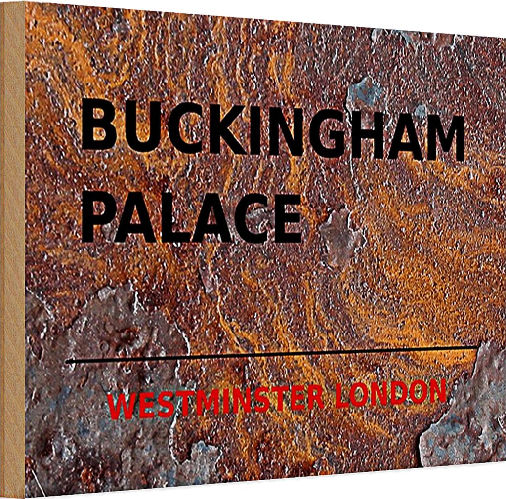 Holzschild London 30x20cm Street Buckingham Palace Rost