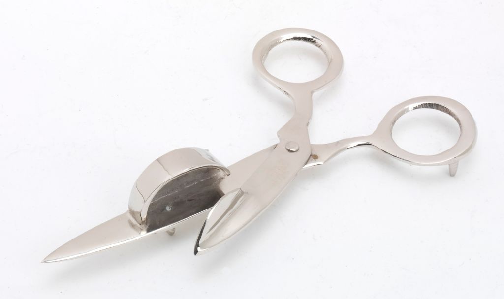 Dochtschere versilbert L 15 cm, Messing, versilbert, silber,