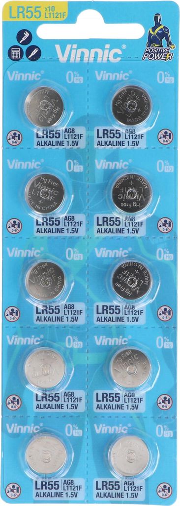 Alkalibatterie vinnic g8 / ag8 / lr55 / lr1120 10 Stück. Produktbild 