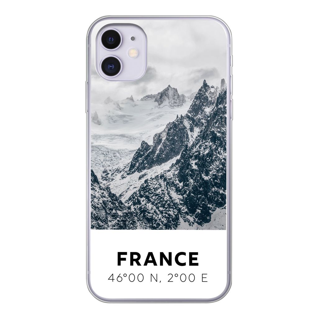 MuchoWow Handyhülle Schutzhülle Hülle für iPhone 11 Frankreich - Berge - Schnee Silikon Softcase Handy Hülle - Handytasche