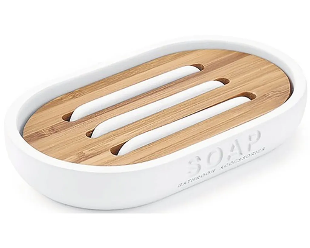Nimco Kora - Portasapone, bianco/bambù KO 24059-05