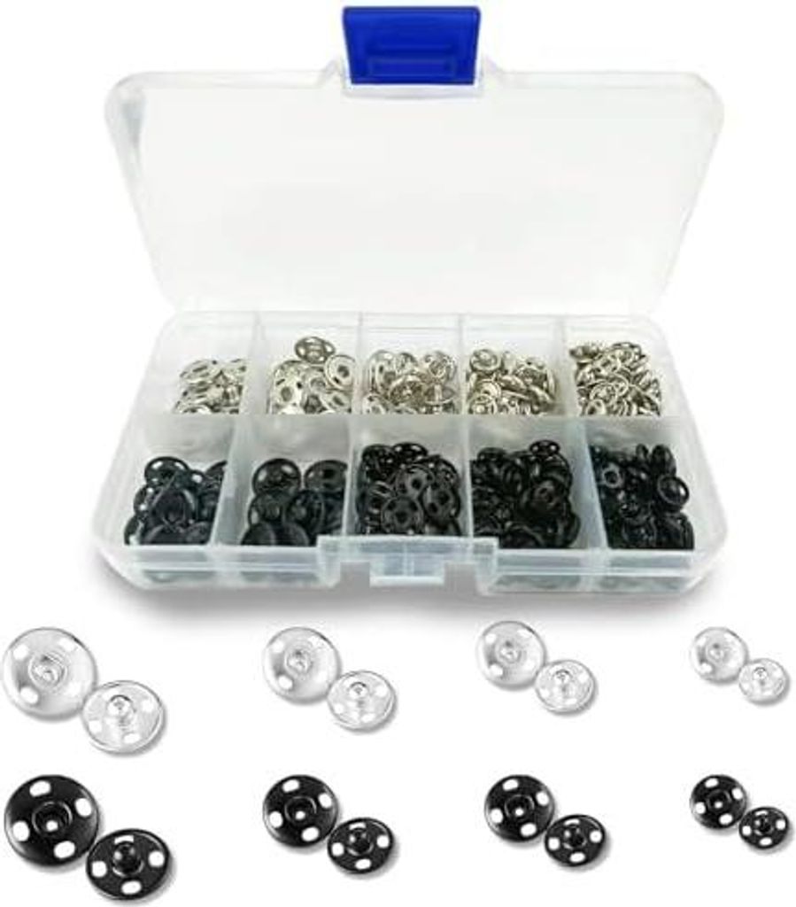 80 Stück Druckknöpfe, 4 Größen Zum Annähen Snaps Druckknopf Nähen für Geldbörse Handtasche Kleidung Stoffe Nähen Handwerk Jacke DIY Liefer...