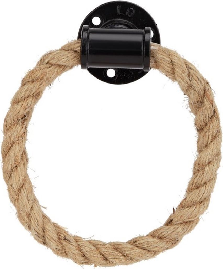 Industrial Rohr Handtuchhalter mit Seil für Badezimmer | rustikaler Wandhalter oder auch als Möbelgriff / Schrankgriff rund für Schubladenschrä...