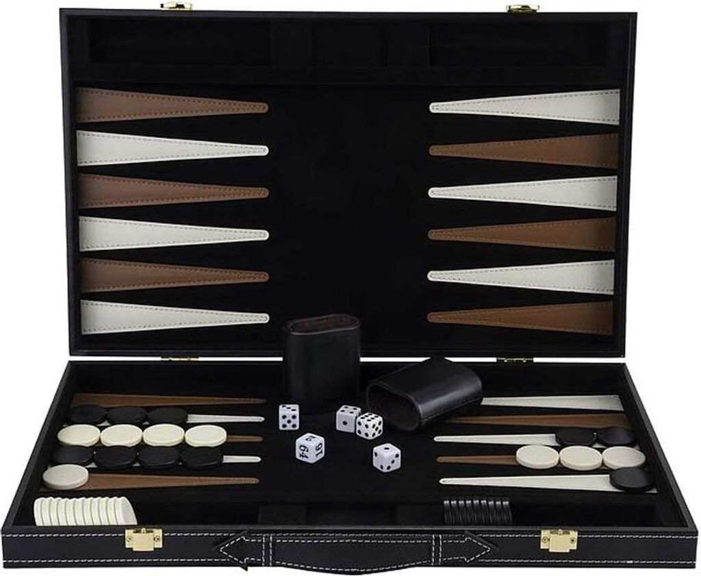 Engelhart Backgammon Spiel aus Holz Kunstleder-Lackierungen Produktbild 