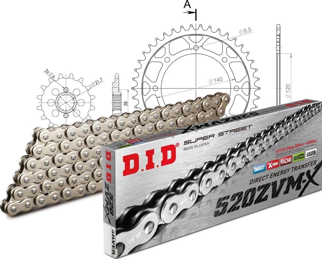 Kit Stahl passend für Kawasaki KLR650 95-04 15-42-106 DID520ZVM-X(S&S) Niet