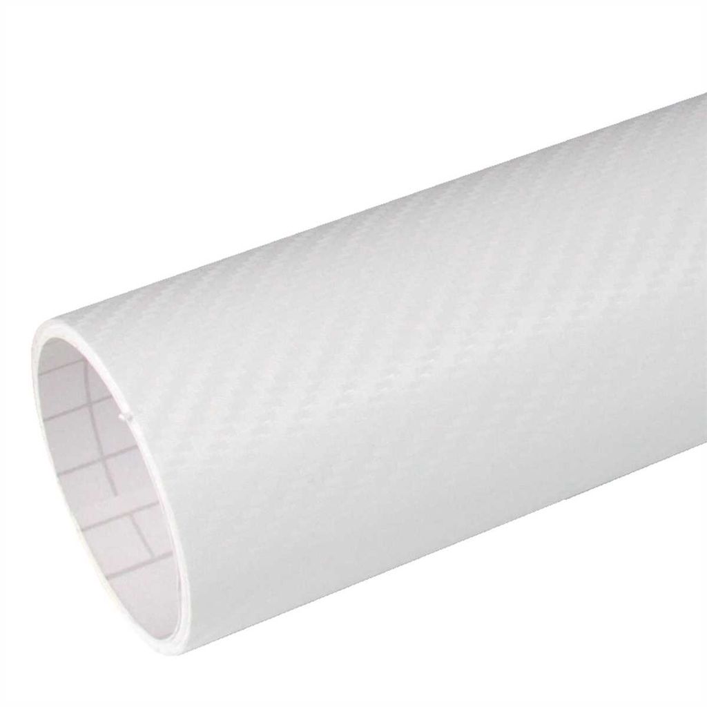 (5,91€/m²) Rapid Teck 3D Carbon Weiß Autofolie 152 cm Breite Laufmeterware selbstklebende Folie mit Luftkanälen Auto Folie Leder-Folie