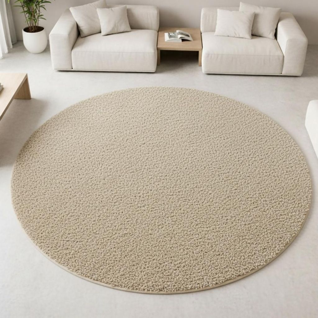 Shaggy Teppich in Beige für Wohnzimmer und Schlafzimmer – Produktbild 