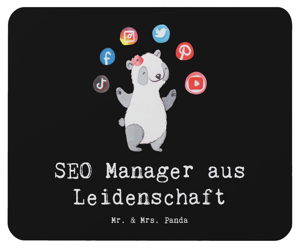 Mr. & Mrs. Panda Mouse Pad SEO Manager Leidenschaft - Schwarz - Geschenk, pc mousepad, Digital Marketing, laptop, Mauspad, Suchmaschinenoptimierung...