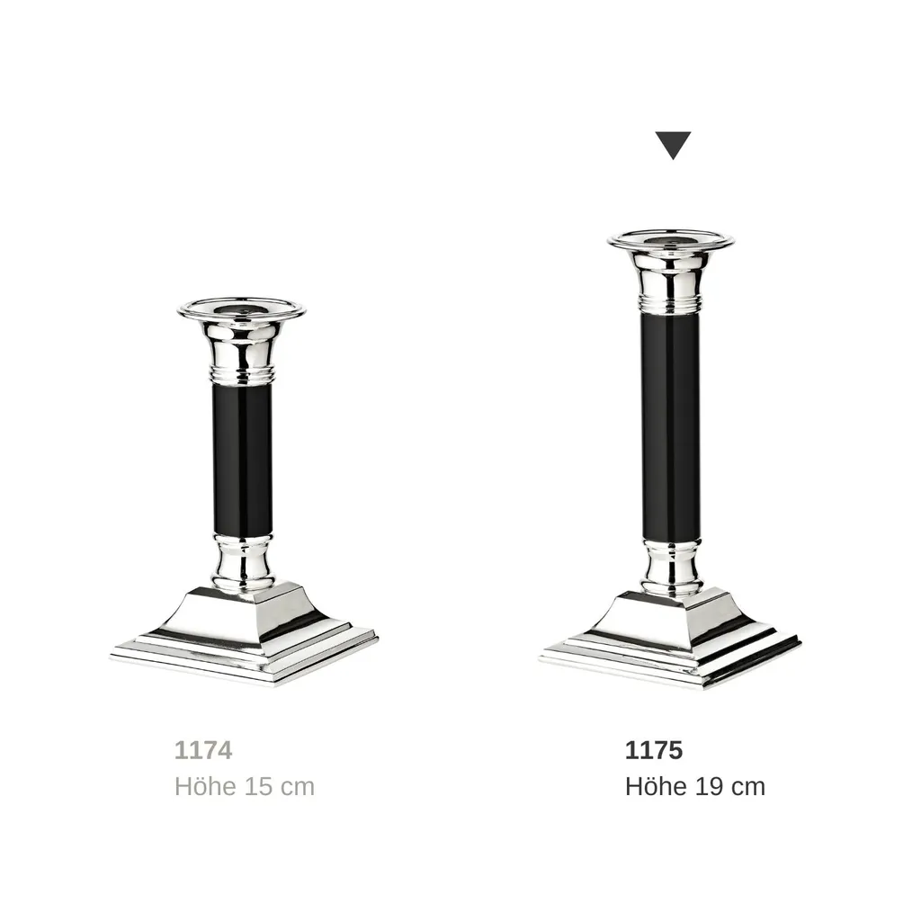 Bougeoir Lincoln 19 cm avec pied noir et finition argentée élégante