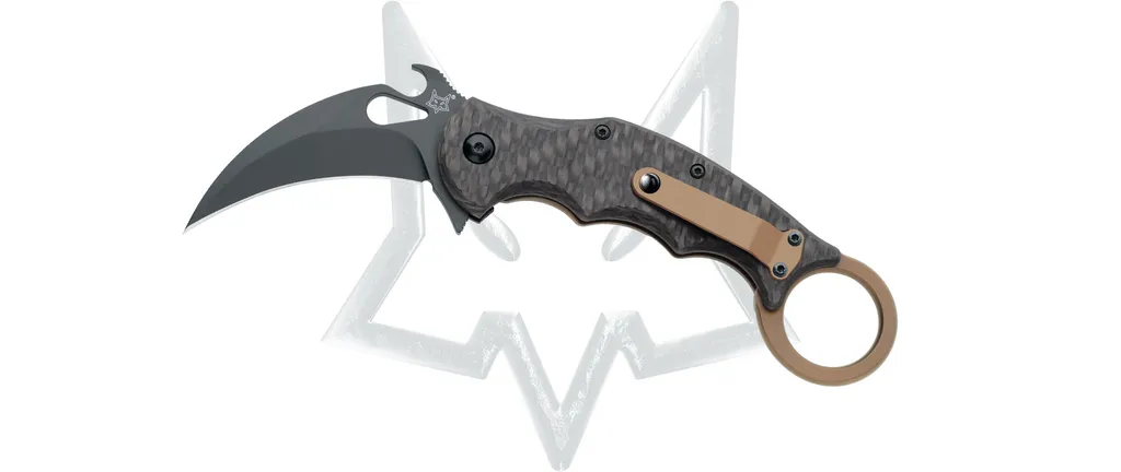 Couteau tactique Karambit Fox pour EDC avec manche fibre de carbone