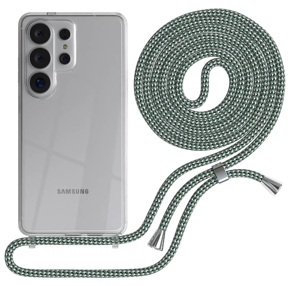 EAZY CASE Handykette kompatibel mit Samsung Galaxy S26 Ultra, Handyhülle mit Umhängeband, Handykordel, Schutzhülle Clear, Band in Grün