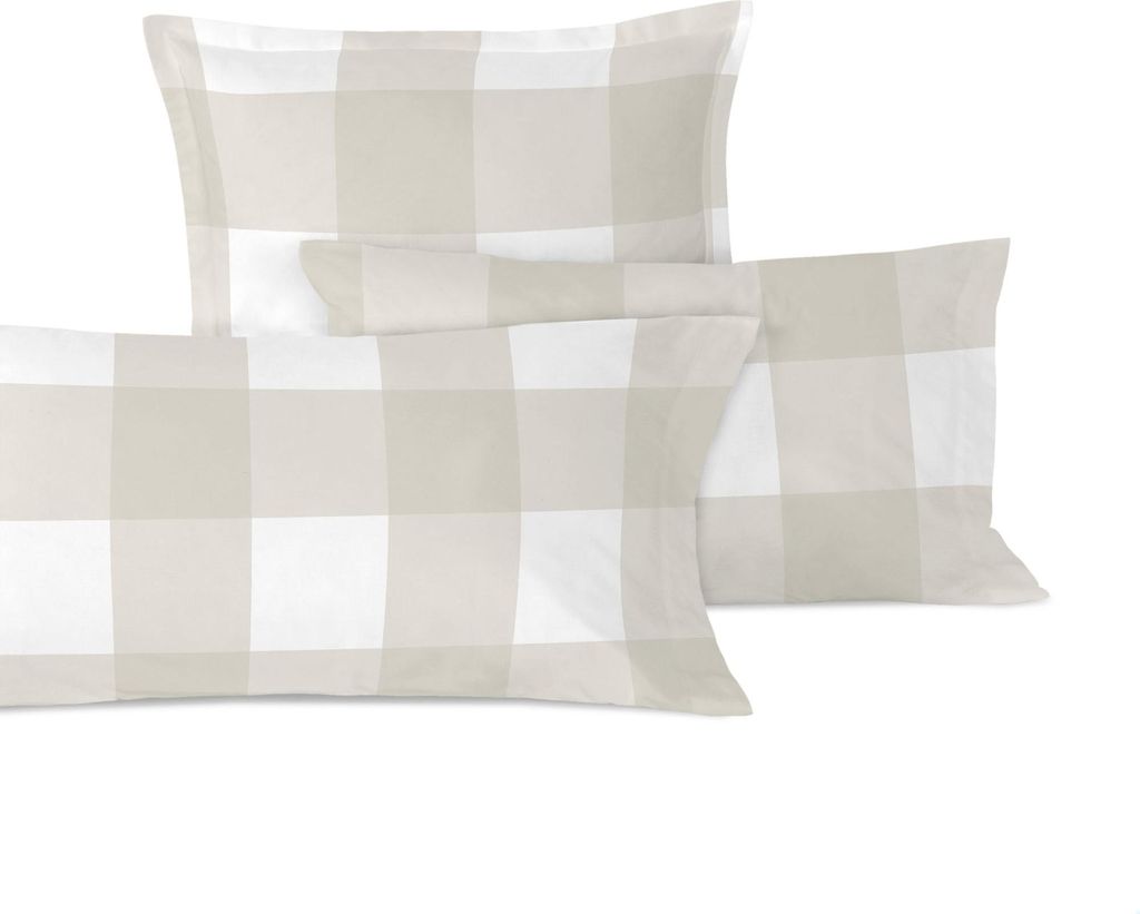 Gingham Kissenbezug Beige 60x60 cm 100% Baumwolle Hergestellt in Europa