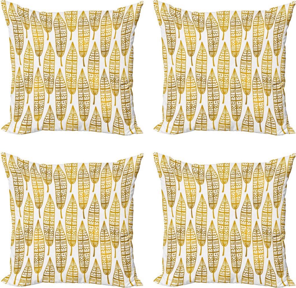 ABAKUHAUS Feder Kissenbezug Set (4 Stück), Kunstwerk, Moderner Doppelseitiger Digitaldruck, 40 cm x 40 cm, Bernstein Marigold und Weiß