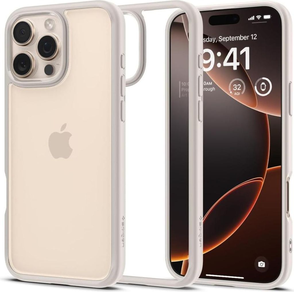 Spigen Ultra Hybrid, Cover, Apple, iPhone 16 Pro Max, 17,5 cm (6.9"), Beige, Transparent