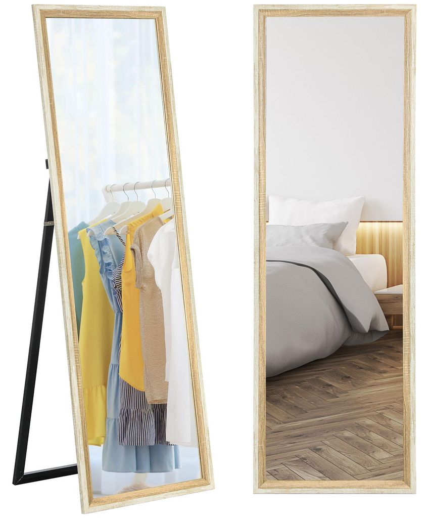 HOMCOM Ganzkörperspiegel, 162,6 x 53,5cm Standspiegel mit Ständer für Wohnzimmer