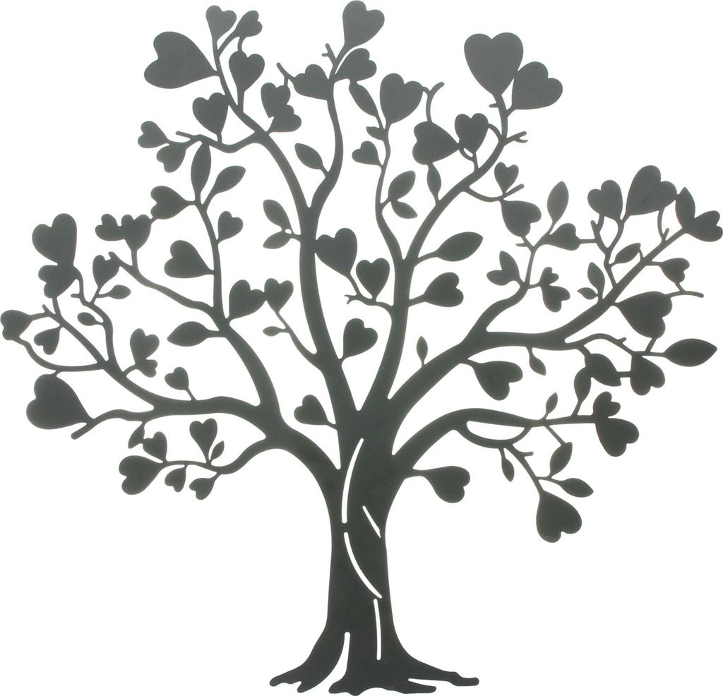 Wandbild Herzbaum Metall mattschwarz 50x48cm – Wandtattoo Produktbild 