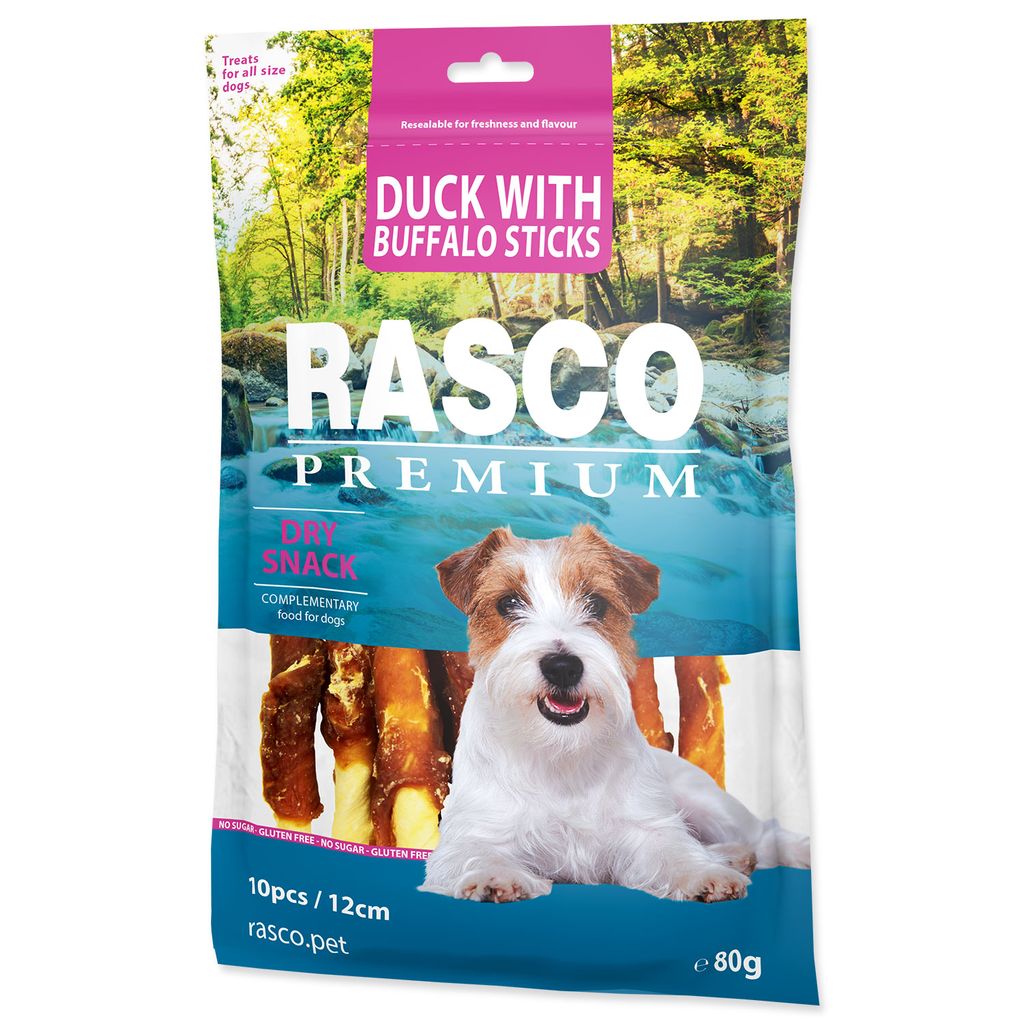 Rasco Premium Snack Rinderhaut umhüllt mit Ente, Sticks 80g
