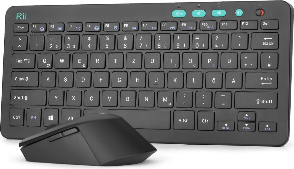 A black wireless keyboard and mouse set is shown on a white background.