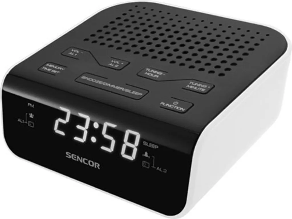 Réveil radio FM numérique SRC 136 WH - Large écran et fonction Snooze