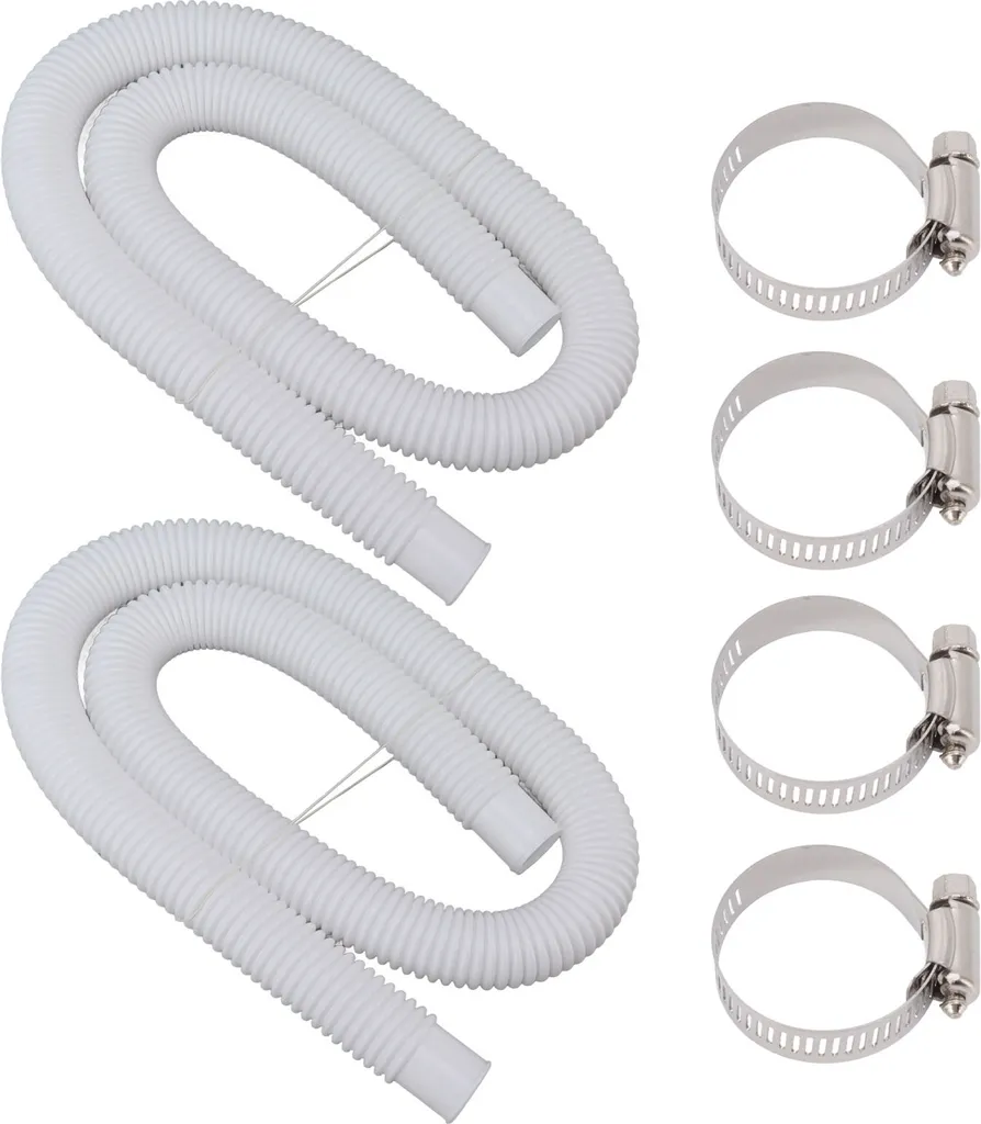 Tubi Ricambio Pompa Piscina 32mm - Kit 2 Tubi + 4 Morsetti Metallo