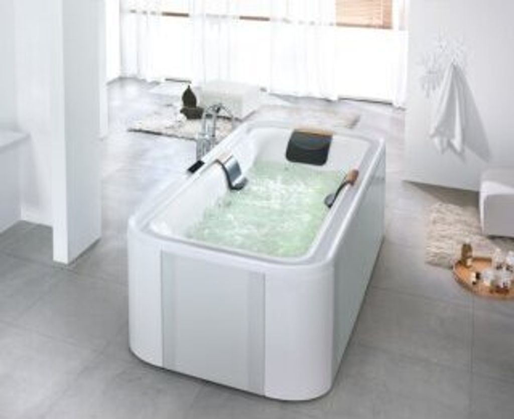 Hoesch Ergo+ Freistehende Rechteckbadewanne 2075 x 1075mm weiß/verchromt mit Außenverkleidung schwarz - 6441.010305552